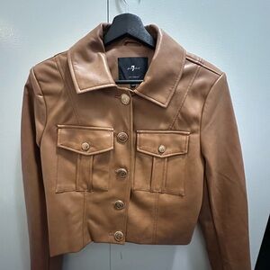7 For All Mankind Brown Leather Jacket